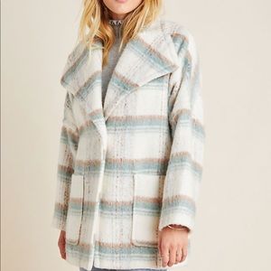 NWT Anthropologie Elsa plaid wool oversized coat size small